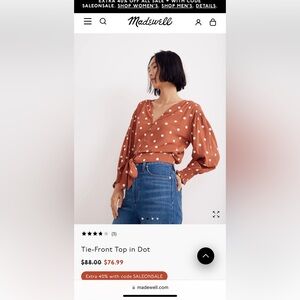 Madewell polka dot tie top
